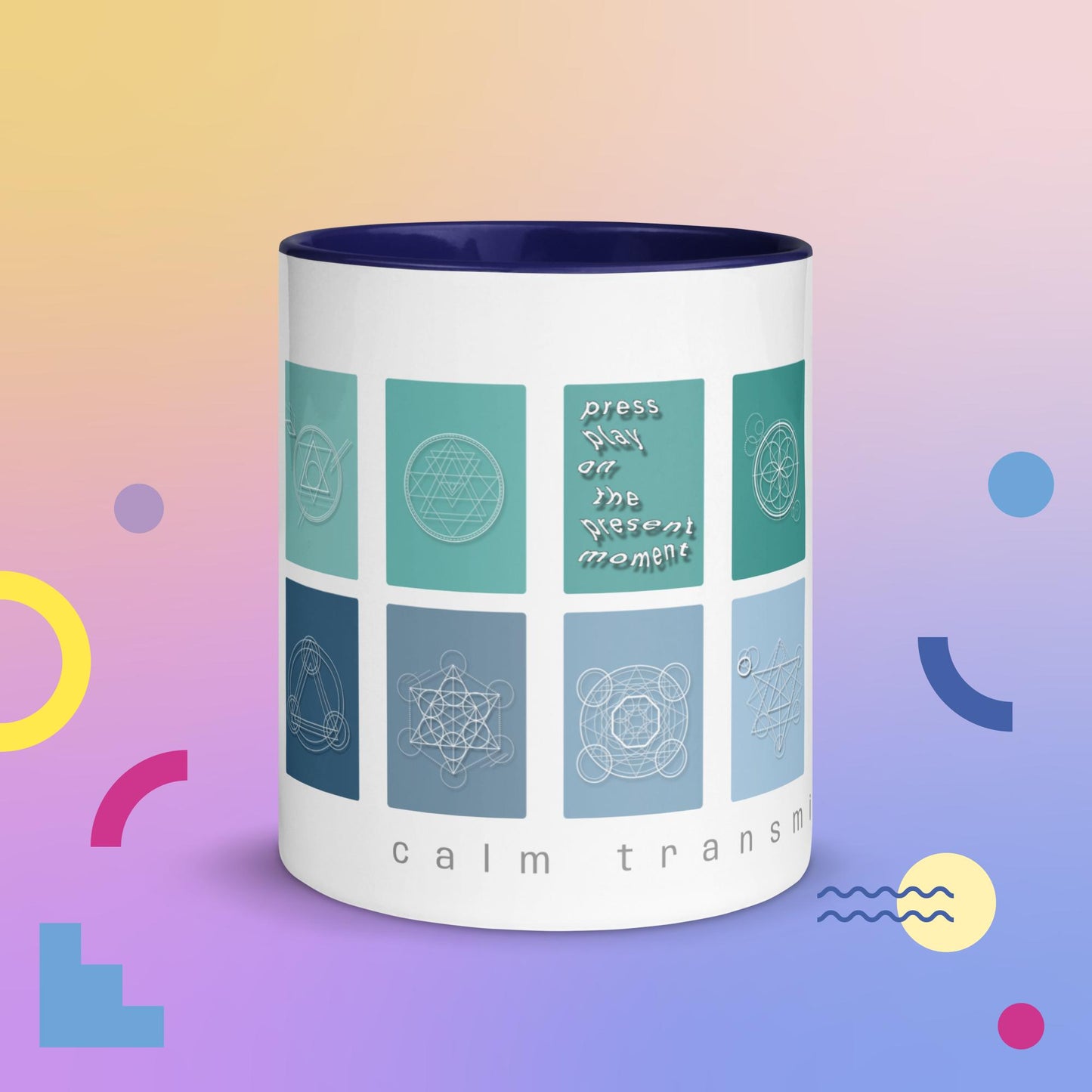 "press play" Mug with Color Inside