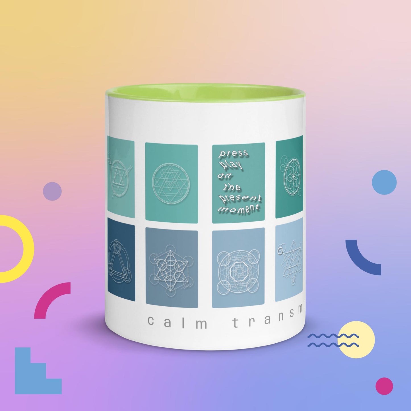 "press play" Mug with Color Inside