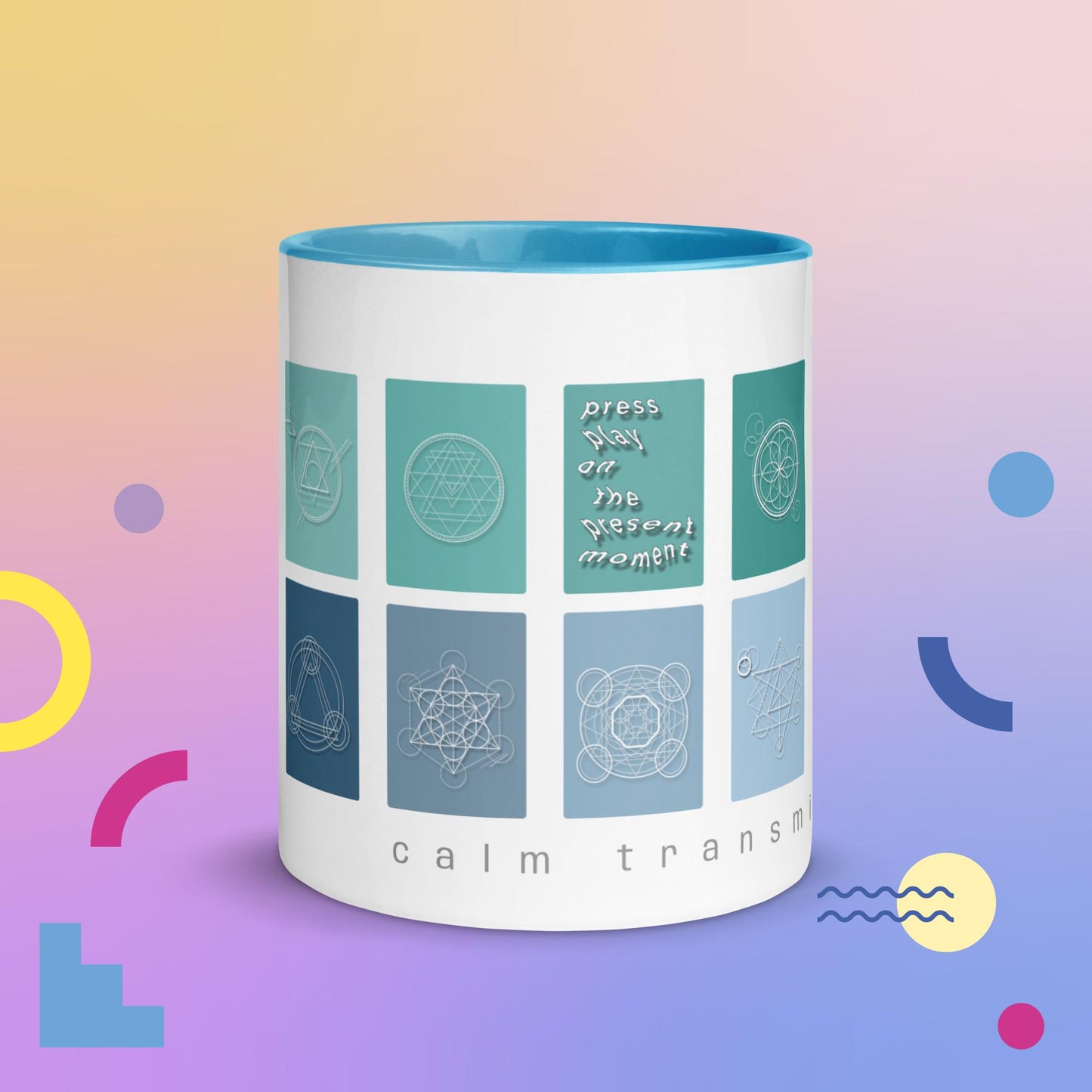 "press play" Mug with Color Inside