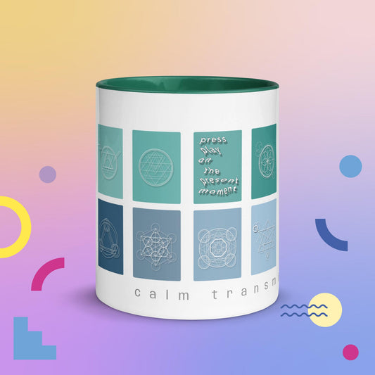 "press play" Mug with Color Inside